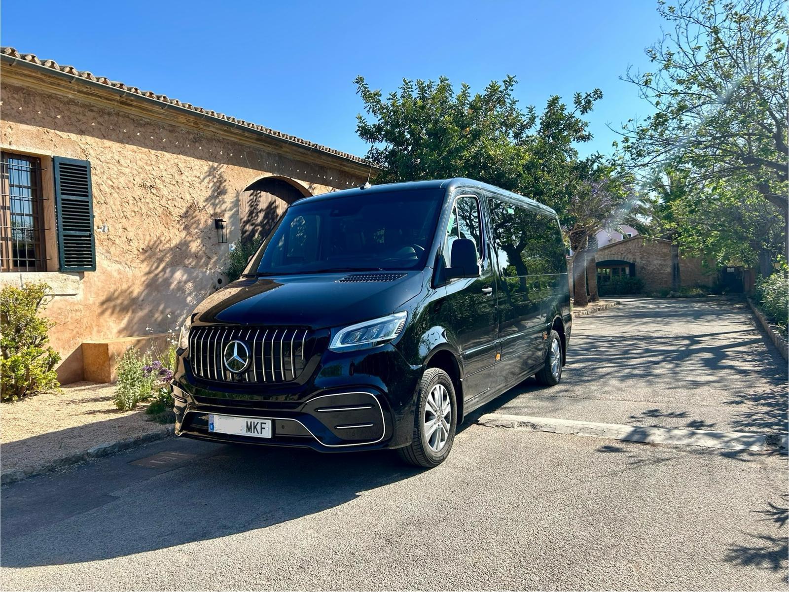 Mercedes Sprinter VIP event transfer at luxury villa in Mallorca